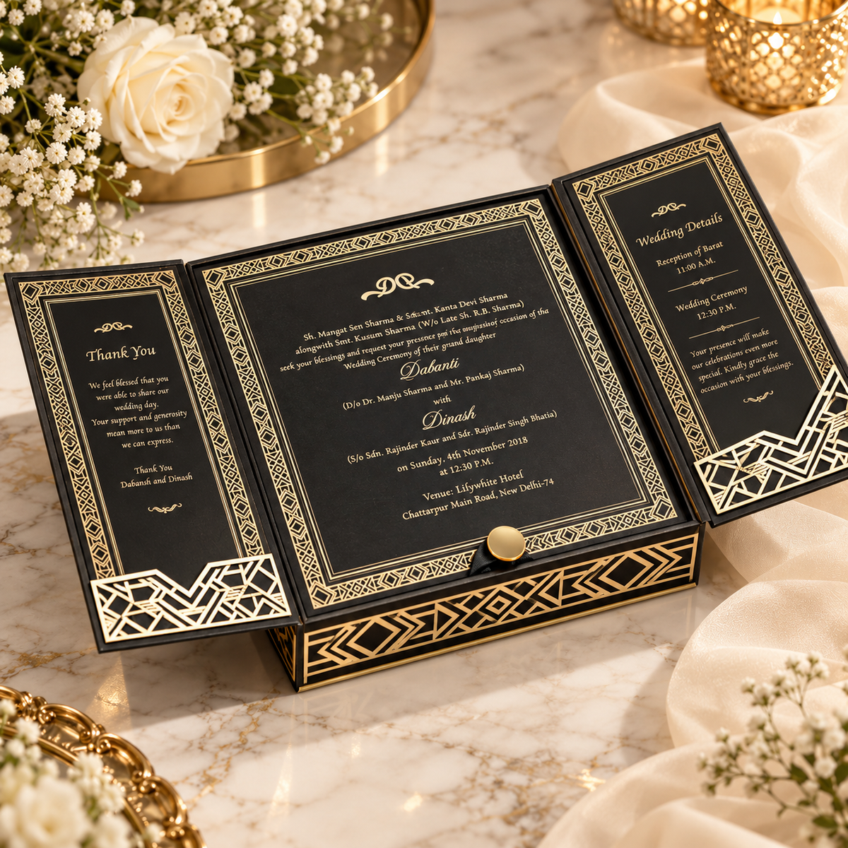 Luxury Black and Gold Invitation Box