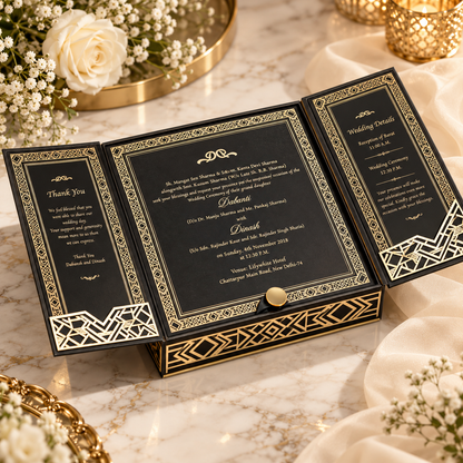 Luxury Black and Gold Invitation Box