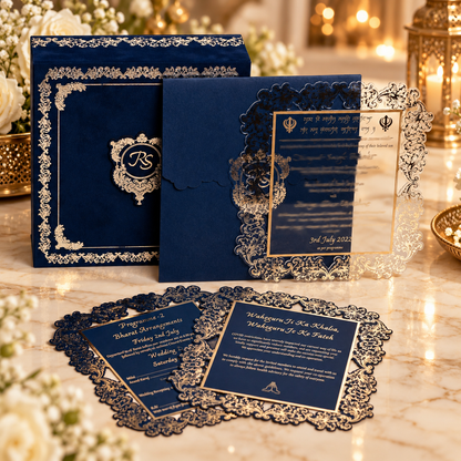 Royal Blue suede Invitation