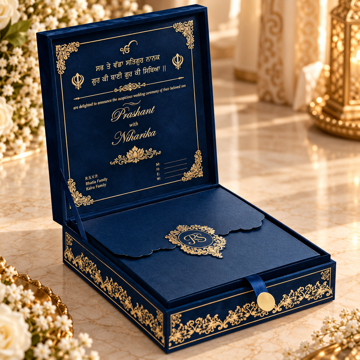 Royal Blue suede Invitation
