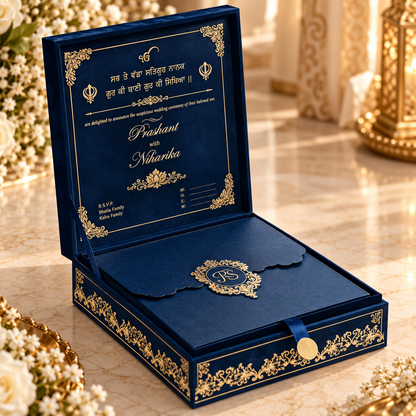 Royal Blue suede Invitation