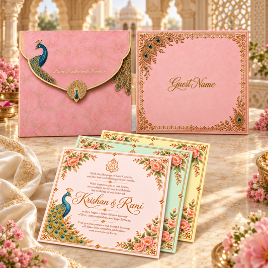 Elegant Peacock-Themed Wedding Invitations