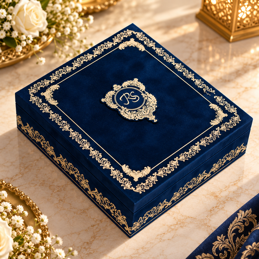Royal Blue suede Invitation