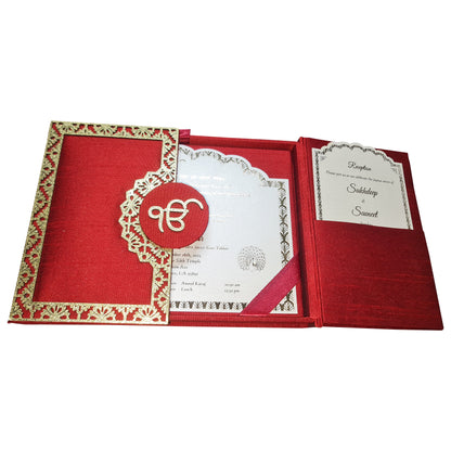 Elegant Red and Gold Boxed Wedding Invitation