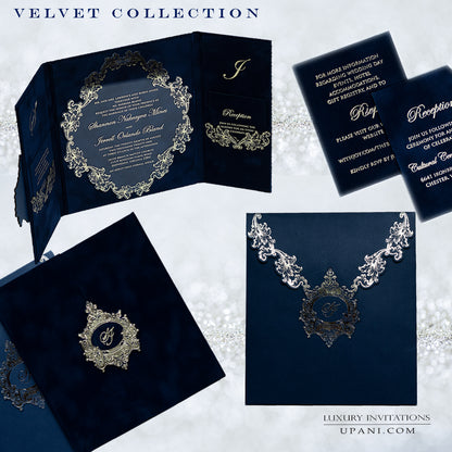 Velvet Elegance: Blue Wedding Invitations